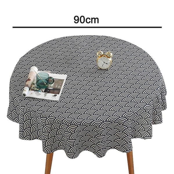 Bordsduk med rund form Skrynkelfri anti-blekningsduk cover Wave pattern 90 cm