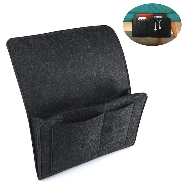 Sengside Sofa Skrivebord Filt Hængende Organizer Taske Med 5 Lommer Til Holder Tv Fjernbetjeninger, Magasin, Bøger, Mobiltelefon, Briller, Ipad