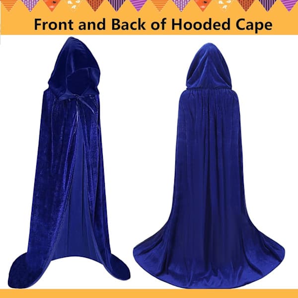 Unisex Hætteklædt Kappe til Voksne Lang Fløjlskappe Halloween Cosplay Kostumer Blå Blue