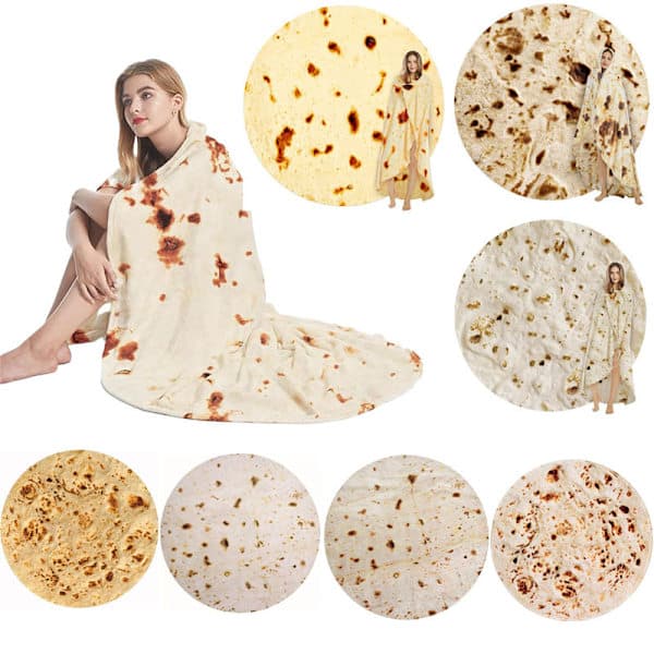 Burrito-tæppe, dobbeltsidet kæmpe hvedetortilla-tæppe