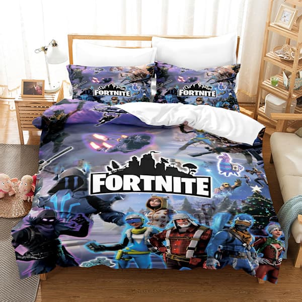 Tecknad Barnlek Fästning Natt Påslakan Sängkläder 3D Digitaltryck Tredelat Set 2 135*200