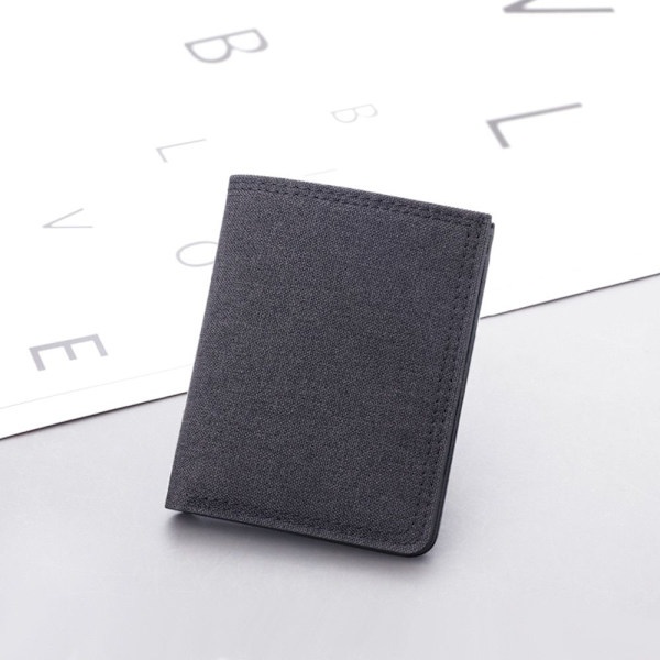 Kort herrplånbok myntväska plånbok canvas grå Grey