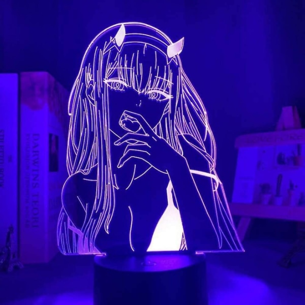 Wekity 3d Illusion Night Light Darling In The Franxx 002 Anime Character Bordslampa USB -driven 7 färger LED-lampor med pekknapp för barn Presenter B