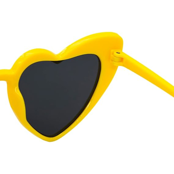 Lasten sydämenmuotoiset polarisoidut aurinkolasit, 70-luvun retro-rakkaussydämen kissansilmäaurinkolasit UV-suojalla Vintage-silmälasit tytöille ja pojille Yellow/Grey