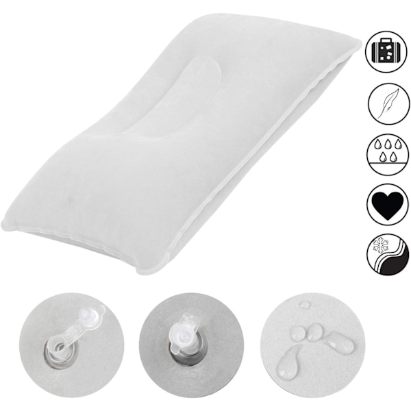 Oppblåsbar pute x2 – Perfekt for reise/camping/utendørs/fiske – Oppblåsbar pute – Tvillingpakke – Ultralett vanntett pute Grey