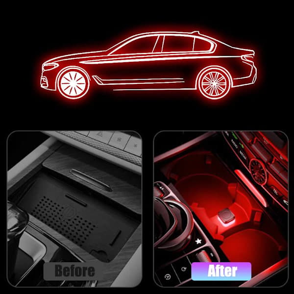 1 x USB Mini LED Lys Biltilbehør Neon Omgivende Pære Isblå Ice blue