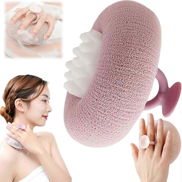 2-i-1 Solrosbadboll, Exfolierande Badsvamp Rengöringsborste Med Sugkopp, Super Mjuk Solros Sugkopp Badboll Purple