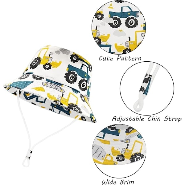 Sommar solhatt, strandhatt i ren bomull, unisex tecknad djur frukt deg Deep excavator Deep excavator