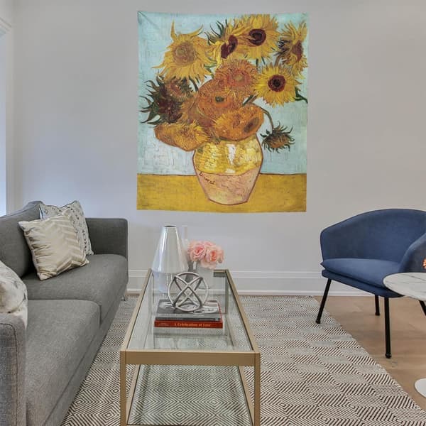 Väggbonad för sovrum, Vincent Van Gogh Abstrakt Landskapsbonad för Sovrum Estetiskt Vardagsrum Heminredning 150*130 cm solros sunflower