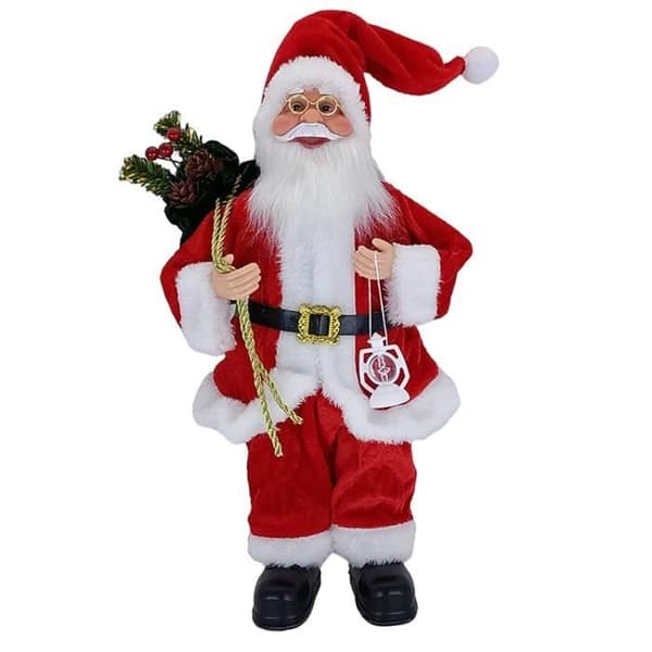 Jultomtefigur - 32 cm - Röd - Polyester - Inomhusdekoration
