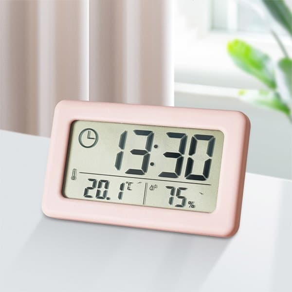 Digitalt Vækkeur Termometer Hygrometer Måler Elektronisk Fugtmåler Sort