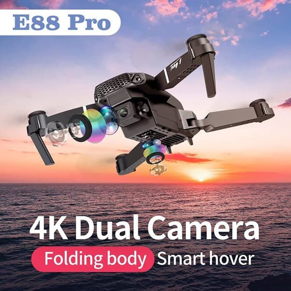 Mini-drone med kamera, sammenleggbar RC-quadcopter med to kameraer, 4K FPV live-video, ett klikk for å starte, klikk for å fly, innstillinger