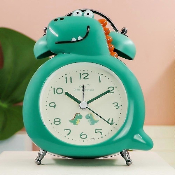Väckarklocka för sovrum, Analog Dinosaurie Väckarklocka, Skrivbordsklocka för studenthem Green