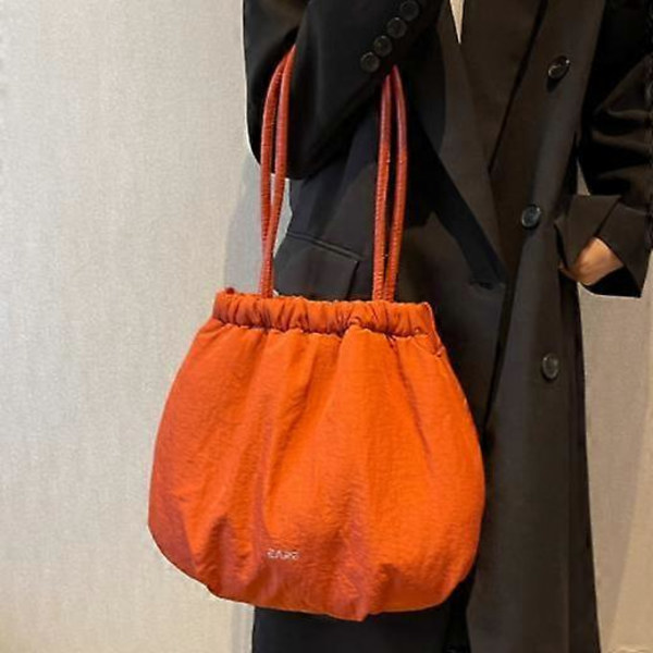 Stor Tote Taske til Kvinder Retro Skuldertaske Casual Shoppingtaske orange 30*39.5cm