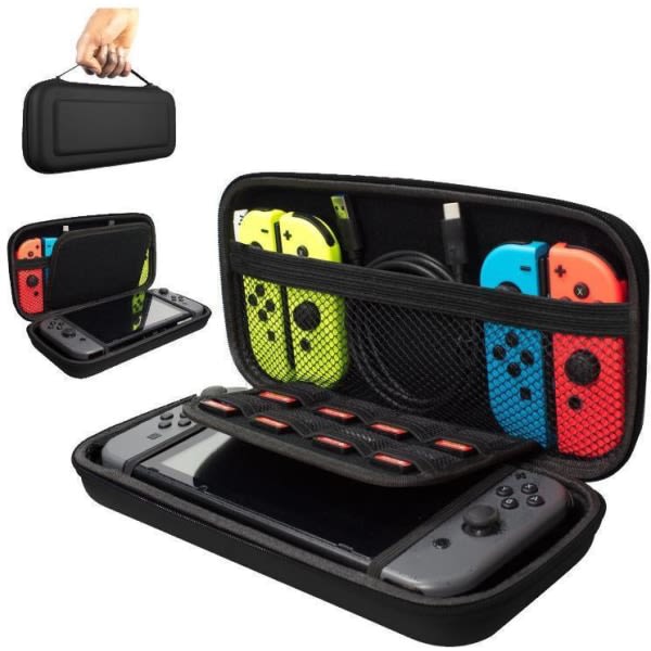 Förvaringsväska hård - Fodral för Nintendo Switch - Organizer Svart