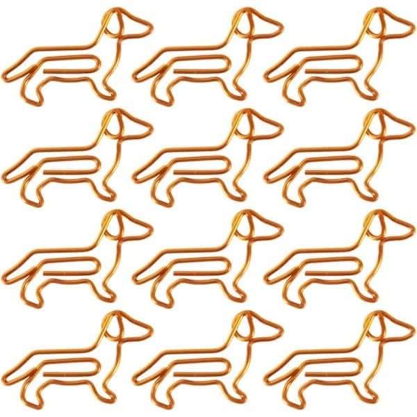 50 stk binders dyreformede bokmerker i dachshund-form (oransje)