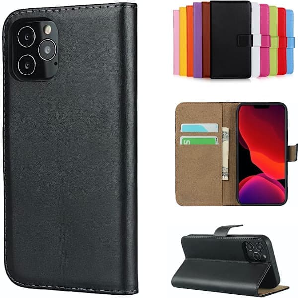 iPhone 12/12 Pro Plånboksfodral - Läder Flip Cover med Kortfack, Fullt Skydd Orange orange