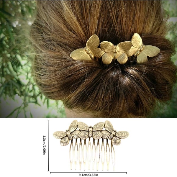 6-pack vintage hårsidokammar för kvinnor dekorativa, retro guldpärlor strass metall hårkamklämmor med tandgrepp Kristall brudhårnålar