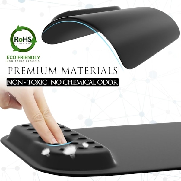 Ergonomisk musmatta med handledsstöd i memory foam, bekväm datormusmatta för bärbar dator, smärtlindrande handledsstöd svart prick Black Dot