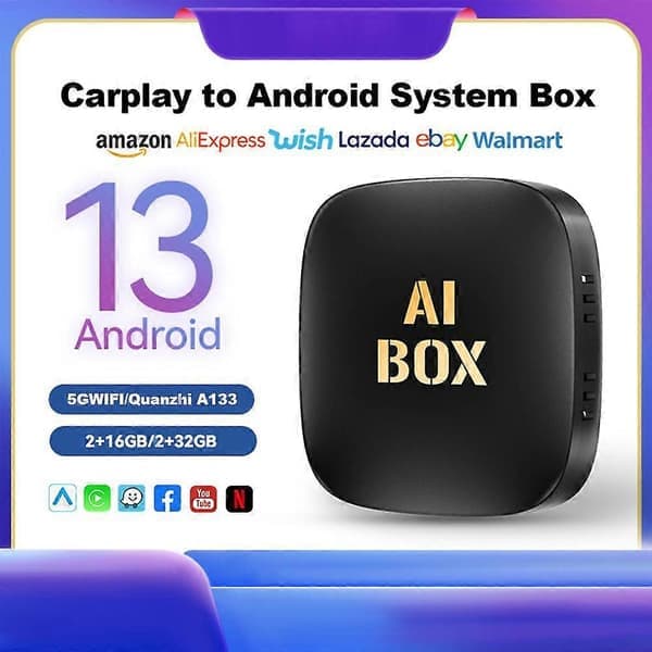 Android 13 Bil AI Boks Kablet til Trådløs Carplay & Android Auto Adapter Smart Ai Boks Til Netflix Youtube Biltilbehør Intelligente Systemer 2GB 32GB
