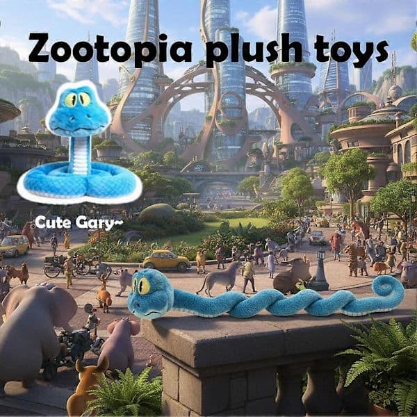 Zootopia Plysch Ormleksak Blå Vit Flexibel Gosig Inredning Unik Present large size