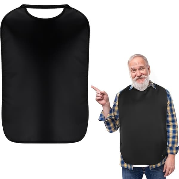 1 stk, sort dobbeltlags elastisk hagesmæk til voksne med krummefanger vaskbar/maskinvaskbar tøjbeskytter hængende hals elastisk forklæde 75*45cm