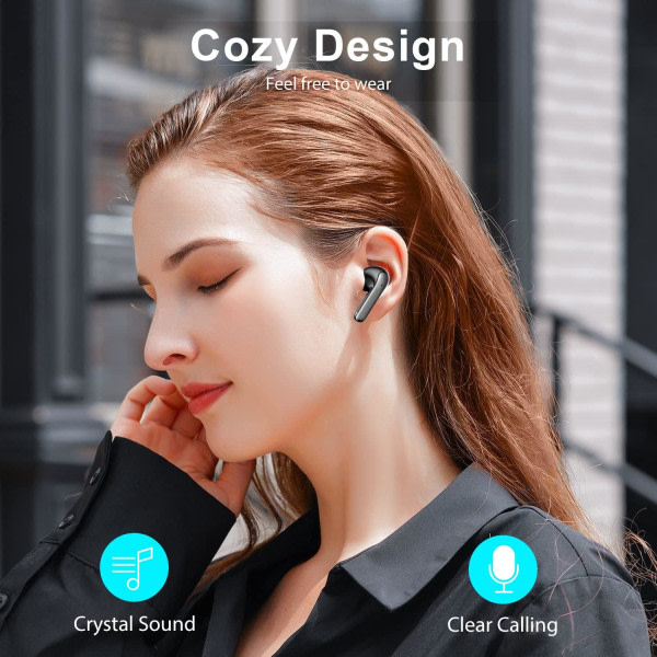 Bluetooth-hodetelefoner, hodetelefoner Trådløs Bluetooth 5.3 In Ear-hodetelefoner