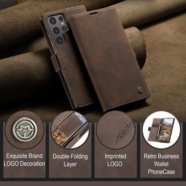 Fodral för Samsung Galaxy S24 Ultra 5G, Premium PU-läder skyddsfodral, Plånboksfodral [J946]