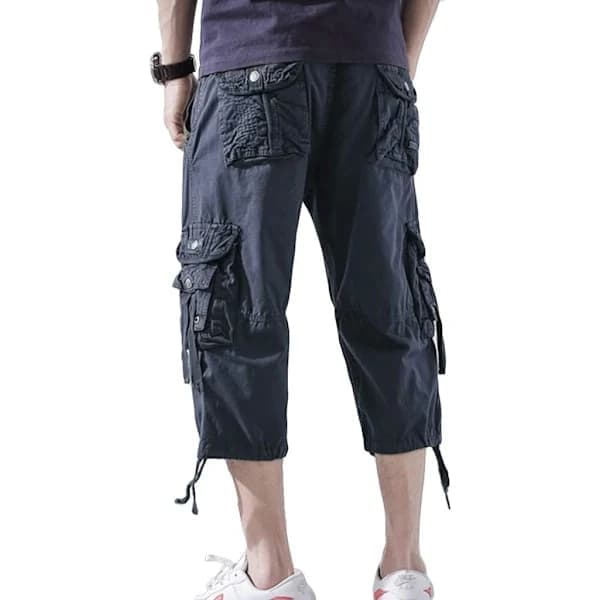Cargo Shorts til Mænd Bomuld 3/4 Løs Pasform Under Knæet Capri Cargo Shorts