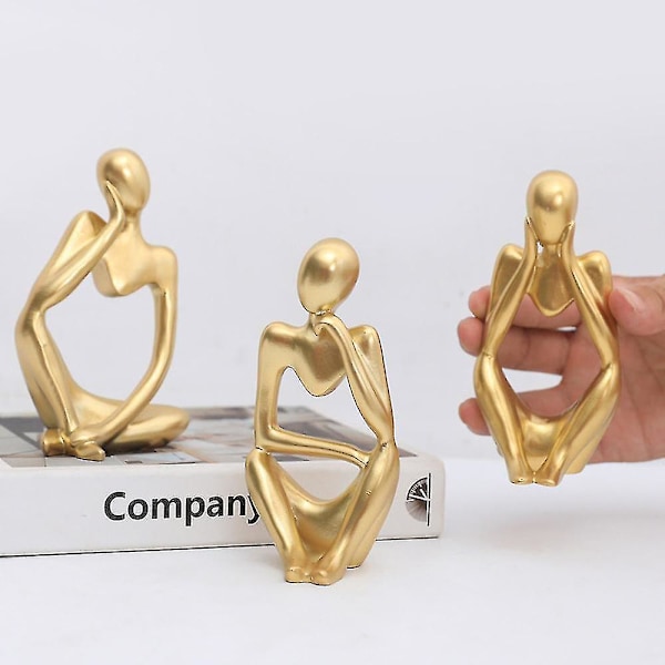 Modern Tänkare Staty Abstrakt Skulptur Mini Ornament Heminredning Hantverk Figurin #yg Golden Right Thinking