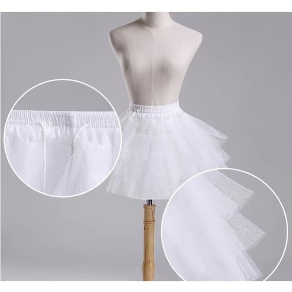Underkjole til kvinder og piger, kort underkjole, underkjole til Lolita Cosplay Hvid White