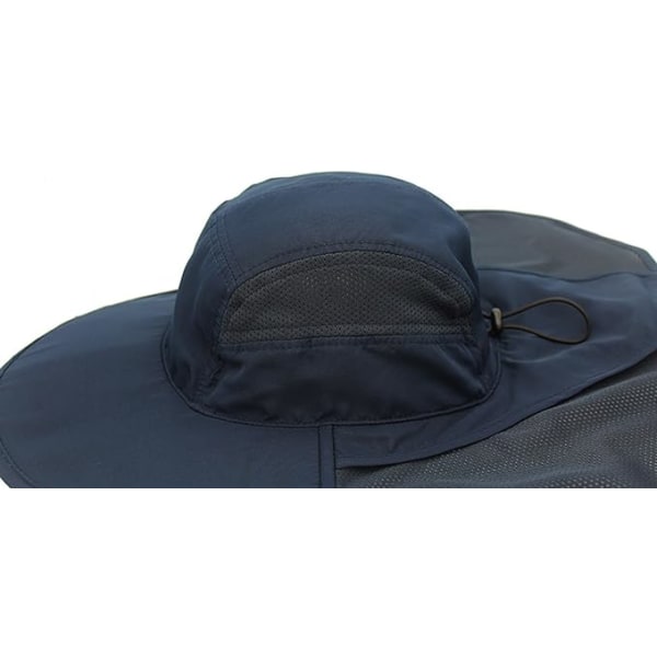 Solhatt Menn & Kvinner Mesh Sommer Beskyttelse Utendørs UV Cap med Nakkeklaff Pustende Pakkbar Jakt Fiske Strandhatt Dark Blue