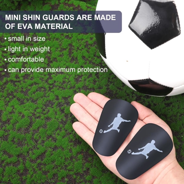1 par mini fodbold skinneben, ekstra små skinnebeskyttere miniature beskyttelsesudstyr (10x6cm, sort)