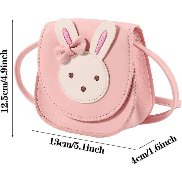 Crossbody-väska med en axel för flickor Rabbit Pu-läderväska Kids Change (rosa)(t-0-g)