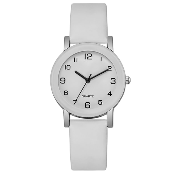 Klassisk digital svart urskive klokke PU quartz klokke enkel fritidsklokke for menn og kvinner hvit Dameklokke white Women's