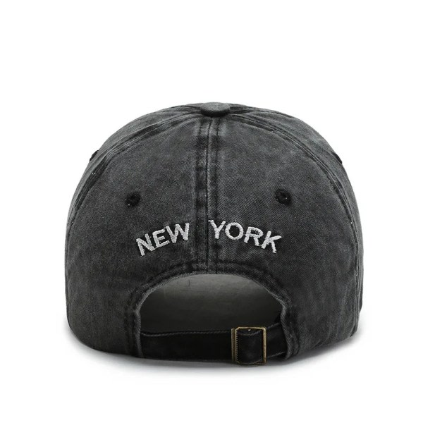 Vasket bomullshette For menn Vår Sommer NEW YORK Retro Letter Broderi Snapback Caps For Dame Soft Top Trucker Dad Hats GRAY