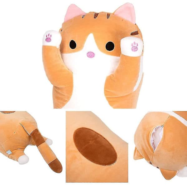 Mjukiskatt Lång Bomull Söt Kattdocka Mjukdjur Mjuk Bomull Fylld Sovkudde brown 90cm