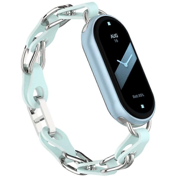 Til Xiaomi Mi Band 9/Smart Band 8 Urremode Hul Zinklegering+Læderkæde Rem Multicolor Style D