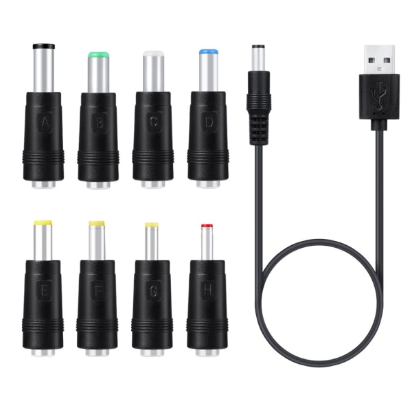 Universal 5 V power USB - DC 5,5x2,1 mm 3,5 mm 4,0 mm 4,8 mm 6,4 mm sovitin latausjohdolle Soveltuu maantiekäyttöön