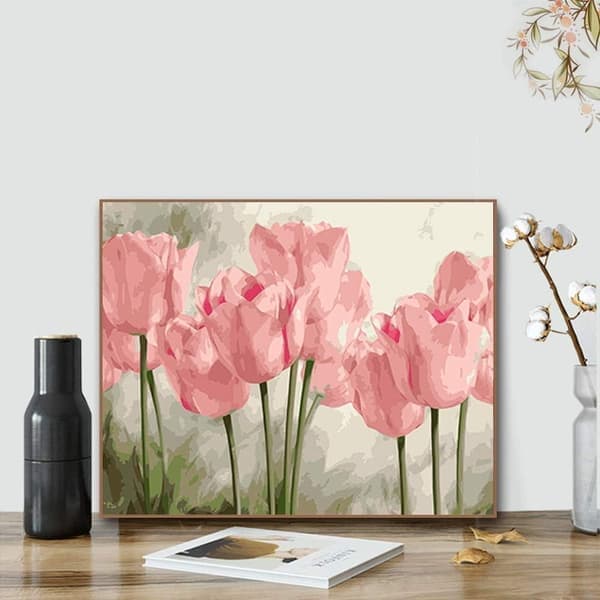Mal efter tal til voksne 40x50 cm Lyserøde Tulipan - Glad
