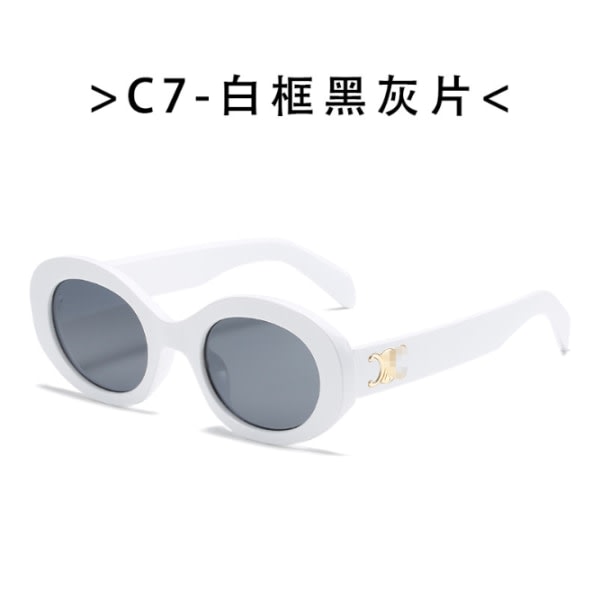Høykvalitets Internett-kjendis Arc De Triomphe-solbriller Golden Logo Ovale solbriller Hvit 52*22*145 White