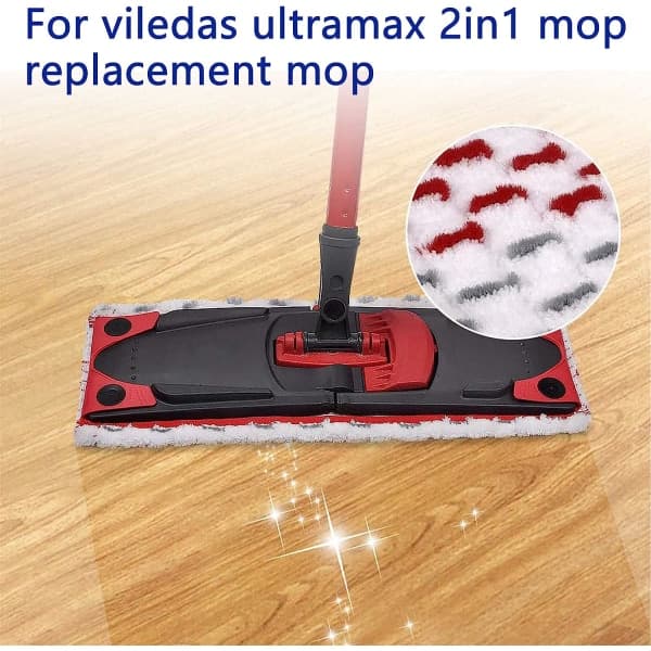 2-i-1 moppeklud mikrofiber pude Udskiftning moppehoved Superabsorberende og støvafvisende Rød