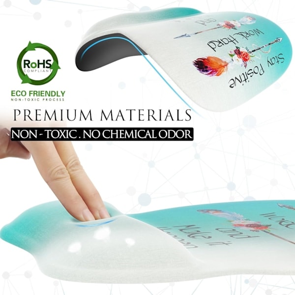 Ergonomisk musematte med håndleddsstøtte i minneskum, komfortabel datamaskinmusematte for bærbar PC, smertelindrende håndleddsstøtte fjærpil Feather Arrow