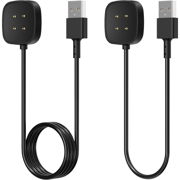 2-pack laddningskablar kompatibla med Fitbit Sense/Sense 2 och Versa 4/Versa 3 smartklockor
