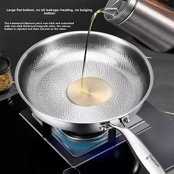 Titanium Hammered Stekepanne Pro med Lokk, Titanium Panner for Matlaging Du A