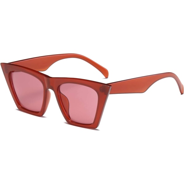 Moderne oversized firkantede cat eye solbriller til kvinder og mænd B2473 Clear Red