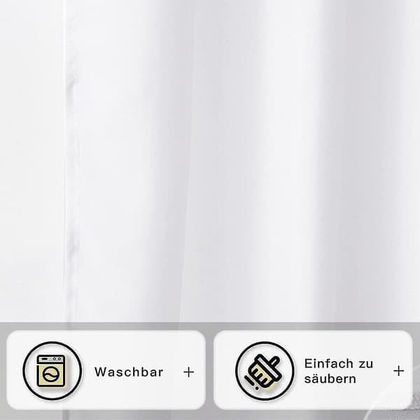 Duschdraperi 240 X 200 cm, Mögelresistent, Vattentätt, Tvättat, Antibakteriellt, Vitt, Polyesterduschdraperi med 12 Duschdraperiringar