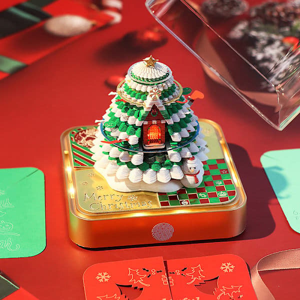2026 Skrivebordskalender med LED-lys Juletreskulptur 3D T A2 A2