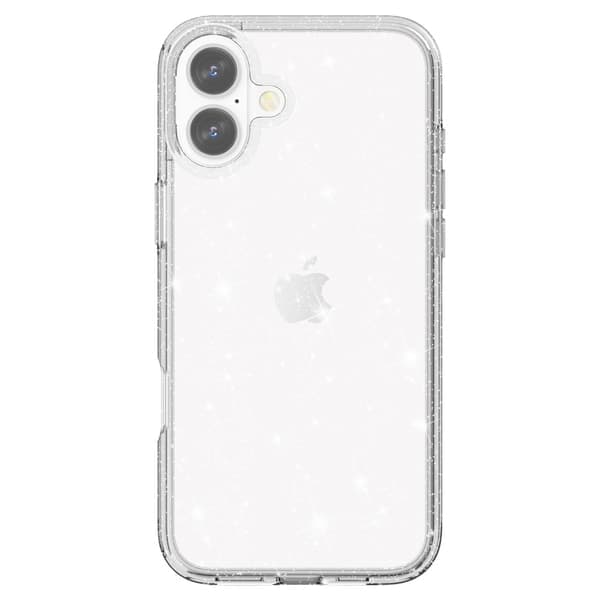 Yhteensopiva iPhone 16 -kuori, kimalteleva, läpinäkyvä