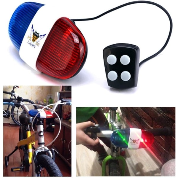 Cykel LED-ljus Cykel Cykel Elektrisk Horn 4 Sound 6 LED Cykling Polis Siren Elljus Cykelutrustning Tillbehör